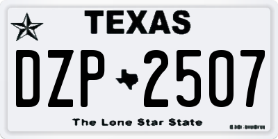 TX license plate DZP2507