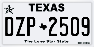 TX license plate DZP2509