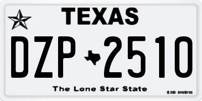 TX license plate DZP2510