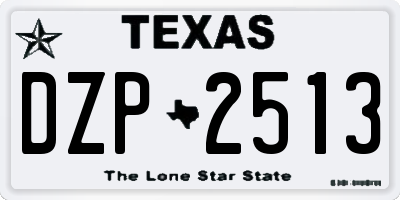 TX license plate DZP2513