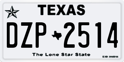 TX license plate DZP2514