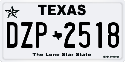 TX license plate DZP2518