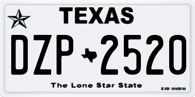 TX license plate DZP2520