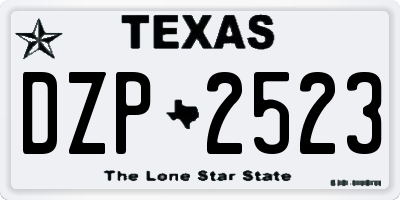 TX license plate DZP2523