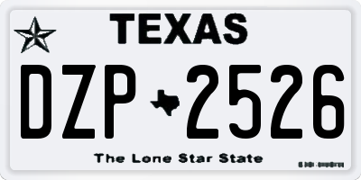 TX license plate DZP2526