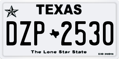 TX license plate DZP2530