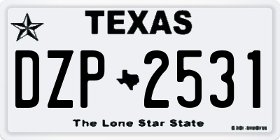 TX license plate DZP2531