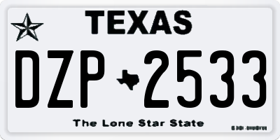 TX license plate DZP2533