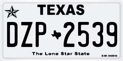 TX license plate DZP2539