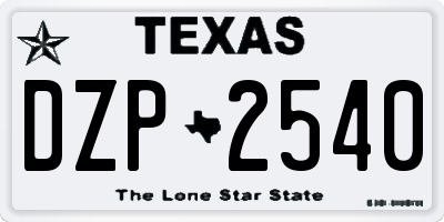 TX license plate DZP2540