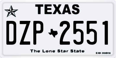 TX license plate DZP2551