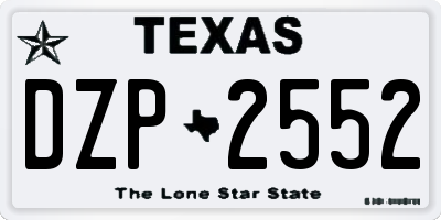 TX license plate DZP2552