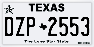 TX license plate DZP2553