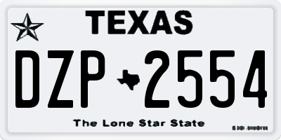 TX license plate DZP2554