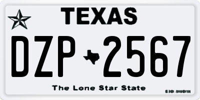 TX license plate DZP2567