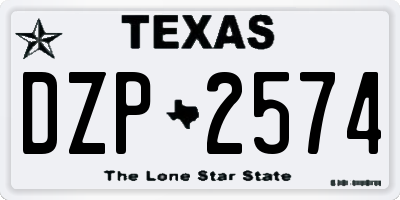 TX license plate DZP2574