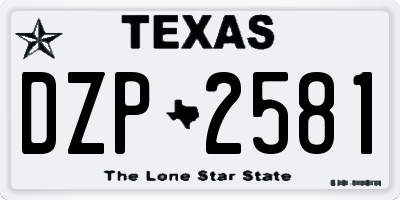 TX license plate DZP2581