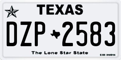 TX license plate DZP2583