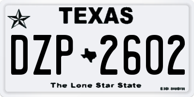 TX license plate DZP2602