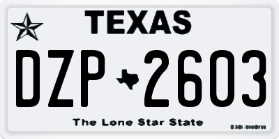 TX license plate DZP2603