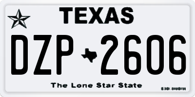 TX license plate DZP2606