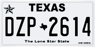 TX license plate DZP2614
