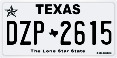TX license plate DZP2615