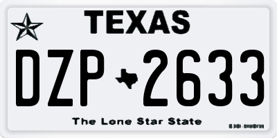 TX license plate DZP2633