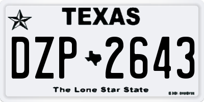 TX license plate DZP2643