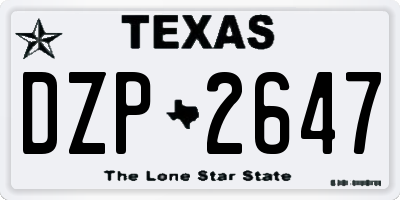 TX license plate DZP2647