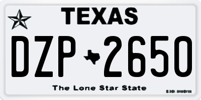 TX license plate DZP2650