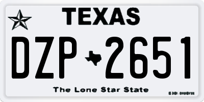 TX license plate DZP2651