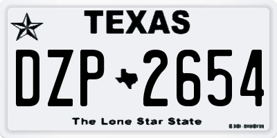 TX license plate DZP2654