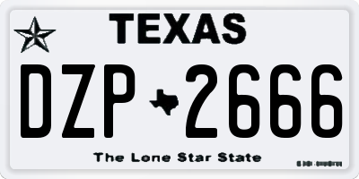TX license plate DZP2666