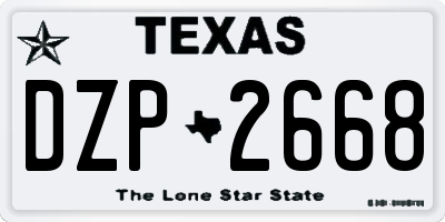 TX license plate DZP2668