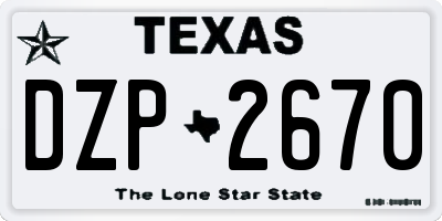 TX license plate DZP2670