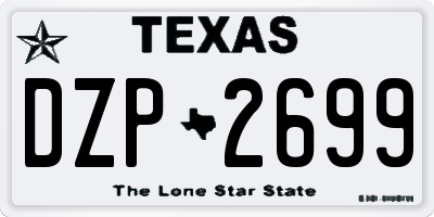 TX license plate DZP2699