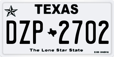 TX license plate DZP2702