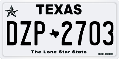TX license plate DZP2703
