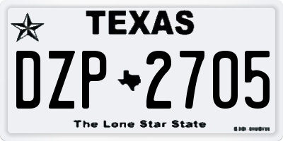 TX license plate DZP2705