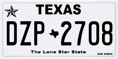 TX license plate DZP2708