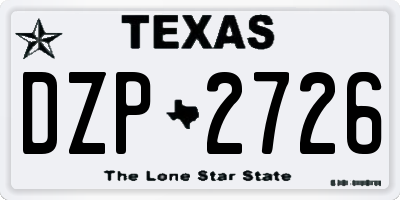 TX license plate DZP2726