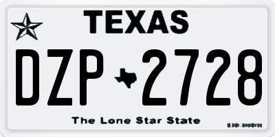 TX license plate DZP2728