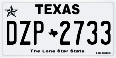 TX license plate DZP2733