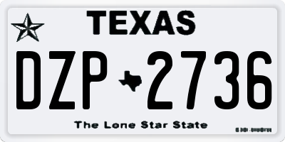 TX license plate DZP2736