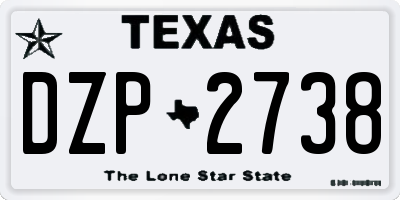 TX license plate DZP2738