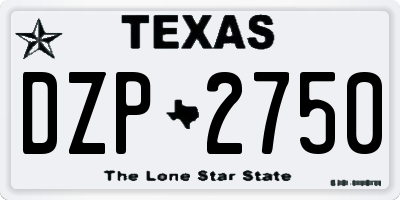 TX license plate DZP2750