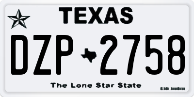 TX license plate DZP2758