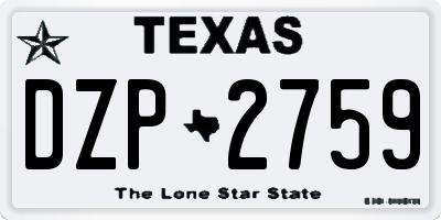 TX license plate DZP2759