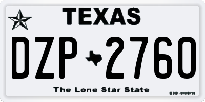 TX license plate DZP2760